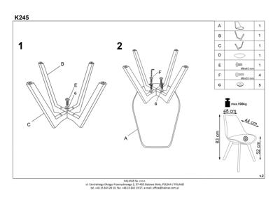 Стул Halmar Стул кухонный Halmar K245 (бесцветный/белый) арт. V-CH-K/245-KR-BIALY