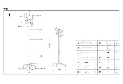 Вешалка Halmar Вешалка Halmar W-11 (черный) арт. V-CH-W11-BIS-WIESZAK-CZARNY