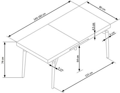 Стол Halmar Стол обеденный HALMAR CAMBELL дуб натуральный/черный 140-180/80 арт. V-CH-CAMBELL-ST