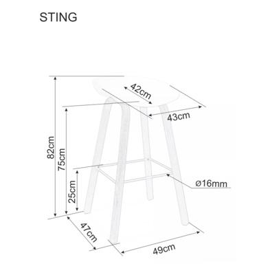 Стул барный Signal Стул барный SIGNAL STING белый/дуб арт. STINGBUB