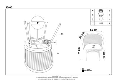Стул Halmar Стул кухонный Halmar K400 (натуральный/серый) арт. V-CH-K/400-KR