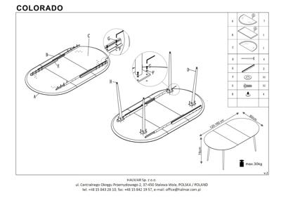 Стол Halmar Стол обеденный HALMAR COLORADO дуб золотой/черный 120-160/80 арт. V-CH-COLORADO-ST