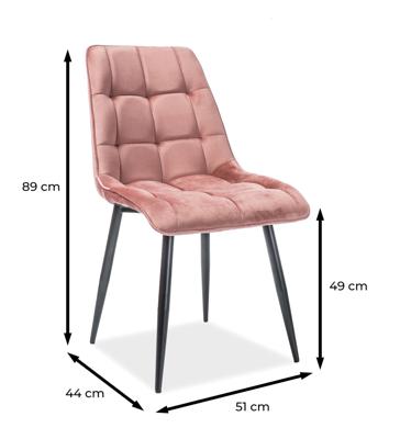 Стул Signal Стул SIGNAL CHIC Velvet Bluvel 52 античный розовый/черный арт. CHICVCRA52