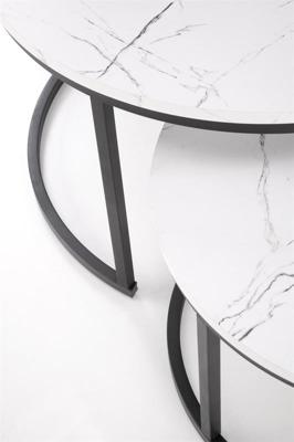 Стол журнальный Halmar Комплект HALMAR JAVA (2 стола журнальных) белый мрамор/черный арт. V-CH-JAVA-LAW-BIALY