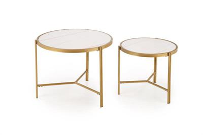 Стол журнальный Halmar Комплект HALMAR FATIMA (2 стола журнальных) белый мрамор/золотой арт. V-CH-FATIMA-LAW-BIALY