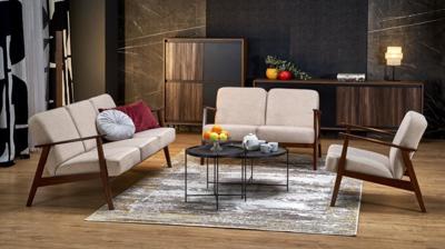 Кресло Halmar Диван HALMAR MILANO 2S tap. Castel 15 бежевый/орех арт. V-PL-MILANO_2S-SOFA-BEZOWY