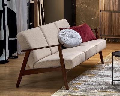 Кресло Halmar Диван HALMAR MILANO 3S tap. Castel 15 бежевый/орех арт. V-PL-MILANO_3S-SOFA-BEZOWY