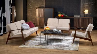 Кресло Halmar Диван HALMAR MILANO 3S tap. Castel 15 бежевый/орех арт. V-PL-MILANO_3S-SOFA-BEZOWY
