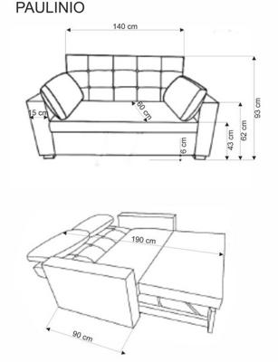 Кресло Halmar Диван HALMAR PAULINIO раскладной, серый арт. V-CH-PAULINIO-SOFA-POPIELATY