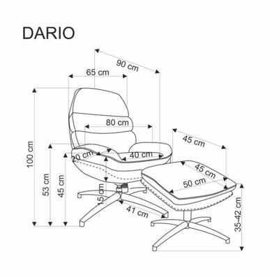 Кресло Halmar Комплект HALMAR DARIO (кресло+подставка для ног) бежевый/черный арт. V-CH-DARIO-FOT-BEZOWY