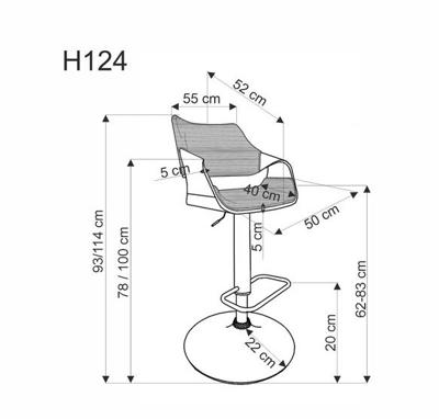 Стул барный Halmar Стул барный HALMAR H124 черный/орех арт. V-CH-H/124
