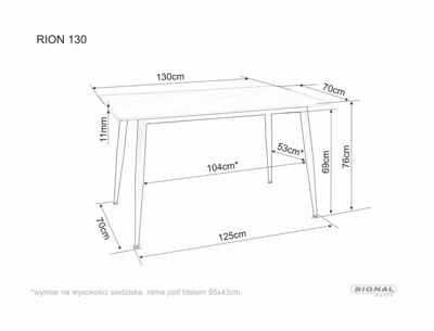 Стол Signal Стол обеденный SIGNAL RION черный/черный 130/70 арт. RIONC130