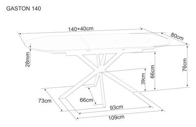 Стол Signal Стол обеденный SIGNAL GASTON Ceramic серый/черный 140-180/80 арт. GASTONSZC140