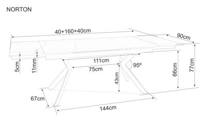 Стол Signal Стол обеденный SIGNAL NORTON черный/черный 160-240/90 арт. NORTONC160
