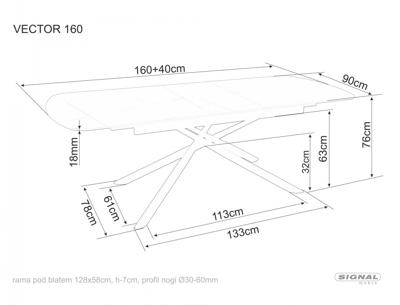 Стол Signal Стол обеденный SIGNAL VECTOR Ceramic черный/черный 160-200/90 арт. VECTORC160