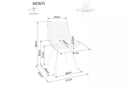 Стул Signal Стул кухонный Signal MONTI Velvet Bluvel 14 поворотный (серый/черный) арт. MONTIVCSZ