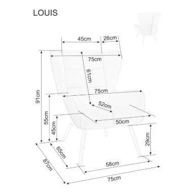 Кресло Signal Кресло SIGNAL LOUIS Velvet 28 бежевый/черный арт. LOUISVCBE