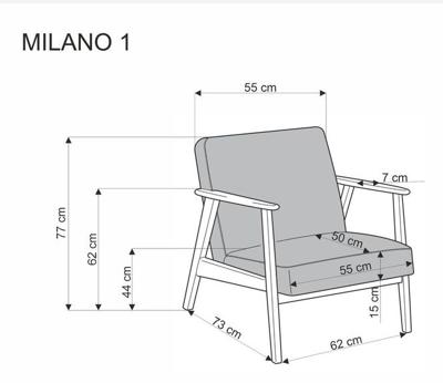 Кресло Halmar Кресло HALMAR MILANO 1S tap. Castel 93 серый арт. V-PL-MILANO_1S-FOT-POPIEL