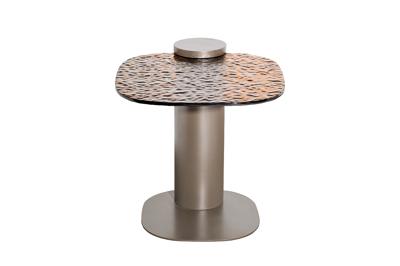 Стол журнальный Garda Decor 57EL-11180 Стол журнальный приставной, стекло рельефное тонированное 45*48*50см арт. 57EL-11180