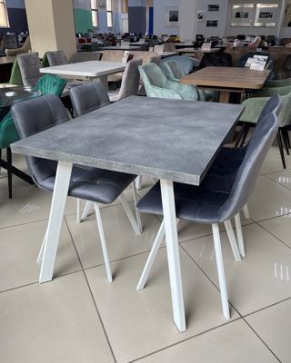 Стол М-СИТИ Стол БРИК М (BRICK M) 140 Бетон Портленд/ Белый арт. DEDBRICKMBETPORWHT140