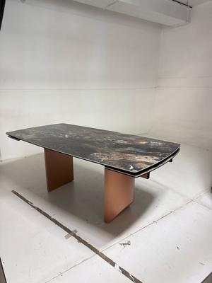 Стол М-СИТИ Стол ПУАНТО 200 цвет ЧЕРНАЯ ЛАВА (TITANIUM LAWA NERO), керамика / МЕДЬ каркас арт. 480M05686