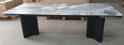 Стол М-СИТИ Стол АДАЖИО 240 (320) см цвет МИНЕРАЛ (MINERAL STONE NATURAL), керамика / Черный каркас арт. 480M05950