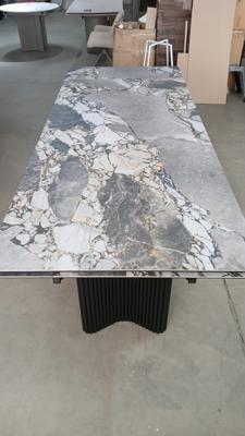 Стол М-СИТИ Стол АДАЖИО 240 (320) см цвет МИНЕРАЛ (MINERAL STONE NATURAL), керамика / Черный каркас арт. 480M05950
