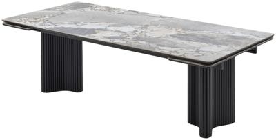 Стол М-СИТИ Стол АДАЖИО 240 (320) см цвет МИНЕРАЛ (MINERAL STONE NATURAL), керамика / Черный каркас арт. 480M05950