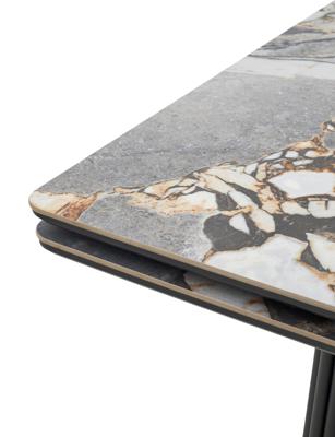 Стол М-СИТИ Стол АДАЖИО 240 (320) см цвет МИНЕРАЛ (MINERAL STONE NATURAL), керамика / Черный каркас арт. 480M05950