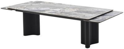 Стол М-СИТИ Стол АДАЖИО 240 (320) см цвет МИНЕРАЛ (MINERAL STONE NATURAL), керамика / Черный каркас арт. 480M05950