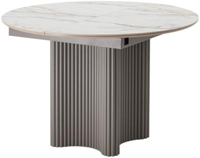 Стол М-СИТИ Стол АДАЖИО 115 КРУГЛЫЙ цвет МРАМОР (GILT WHITE), керамика / Латте каркас арт. 480M05951