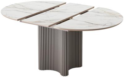 Стол М-СИТИ Стол АДАЖИО 115 КРУГЛЫЙ цвет МРАМОР (GILT WHITE), керамика / Латте каркас арт. 480M05951