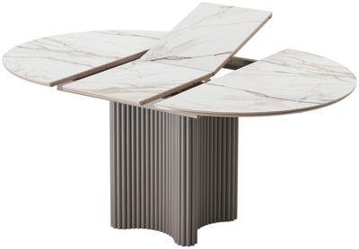 Стол М-СИТИ Стол АДАЖИО 115 КРУГЛЫЙ цвет МРАМОР (GILT WHITE), керамика / Латте каркас арт. 480M05951