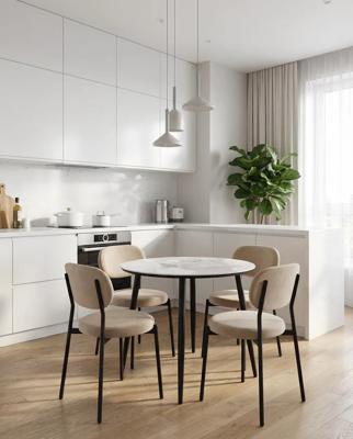 Стол М-СИТИ Стол МИЛТОН D89 цвет ПАНДОРА (PANDORA LIGHT 122 BG), керамика / Черный каркас арт. 480M06045