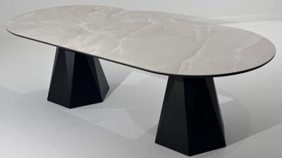 Стол М-СИТИ Стол ОРФЕЙ  240 нераскладной цвет ОНИКС (ONYX SABLE PULIDO), керамика / Черный каркас арт. 480M06152