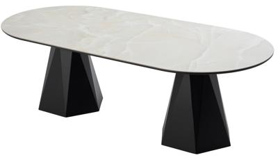 Стол М-СИТИ Стол ОРФЕЙ  240 нераскладной цвет ОНИКС (ONYX SABLE PULIDO), керамика / Черный каркас арт. 480M06152