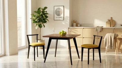 Стол ZiP-mebel Стол Сканди М 90 чёрное дерево/орех арт. F404125BUW