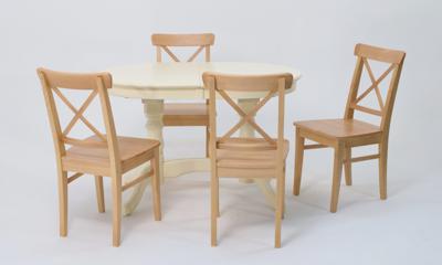 Обеденная группа ZiP-mebel Обеденная группа стол Бизе со стульями Ингольф,Слоновая кость, натур арт. F212020S00X4R100743N00