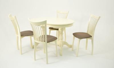 Обеденная группа ZiP-mebel Обеденная группа стол Бизе со стульями Миранда,слоновая кость, ромб коричневый арт. F212020S00X4R001443S14