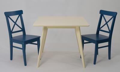 Стол ZiP-mebel Стол Сканди М 100 слоновая кость со стульями Ингольф синий арт. F404109S00X2R100749B00