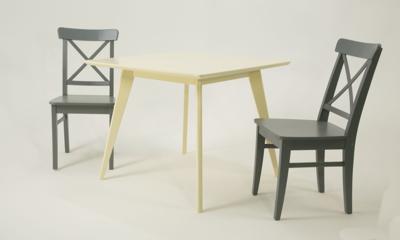 Стол ZiP-mebel Стол Сканди М 100 слоновая кость со стульями Ингольф серый арт. F404109S00X2R100740G00