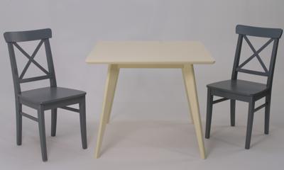 Стол ZiP-mebel Стол Сканди М 100 слоновая кость со стульями Ингольф серый арт. F404109S00X2R100740G00