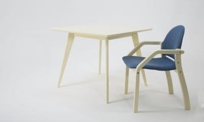 Стол ZiP-mebel Стол Сканди М 100 слоновая кость со стульями Джуно слоновая кость рогожка синий арт. F404109S00X2Z112805S03