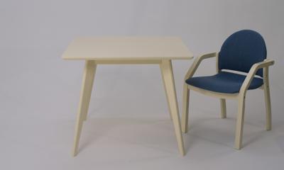 Стол ZiP-mebel Стол Сканди М 100 слоновая кость со стульями Джуно слоновая кость рогожка синий арт. F404109S00X2Z112805S03