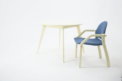 Стол ZiP-mebel Стол Сканди М 100 слоновая кость со стульями Джуно слоновая кость рогожка синий арт. F404109S00X2Z112805S03