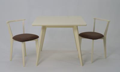 Стол ZiP-mebel Стол Сканди М 100 слоновая кость со стульями Франк слоновая кость велюр коричневый арт. F404109S00X2R101709S04