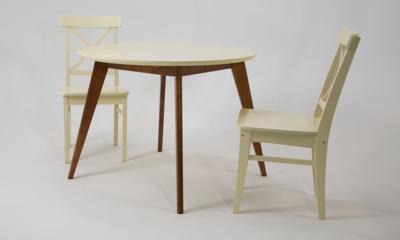 Стол ZiP-mebel Стол Сканди К 100 орех/слоновая кость со стульями Ингольф слоновая кость арт. F004101WUSX2R100741S00