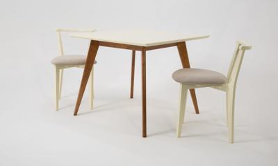 Стол ZiP-mebel Стол Сканди М 90 орех/слоновая кость со стульями Франк слоновая кость велюр бежевый арт. F404119WUSX2R101709S02
