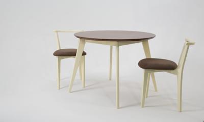 Стол ZiP-mebel Стол Сканди К 90 слоновая кость/орех со стульями Франк слоновая кость велюр коричневый арт. F004113SUWX2R101709S04