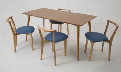 Стол ZiP-mebel Стол Монте 120 натур со стульями Франк натур рогожка синий арт. F514136N00X4R100701N03